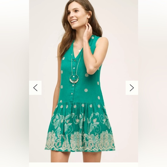Maeve for Anthropologie Green Pippa Swing Dress - Picture 1 of 12